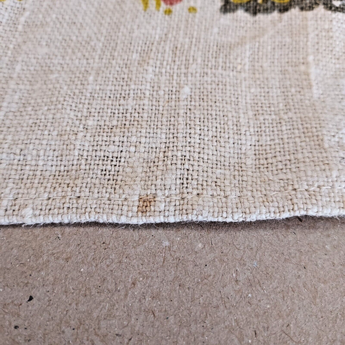 Vintage Cream Linen 60s/70s Tea Towel 29 1/2" x 17" MCM Early American Colors - Picture 3 of 3