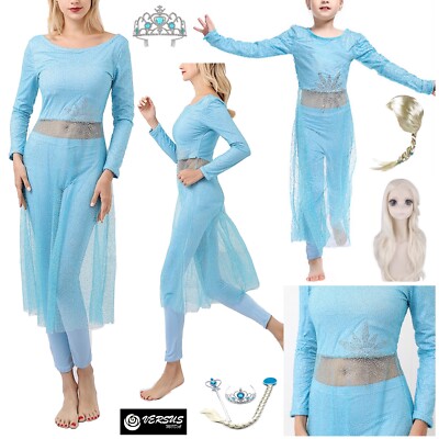 Frozen Pz Carnevale Elsa Vestito Leggings Donna Bimba Cosplay - Main Image