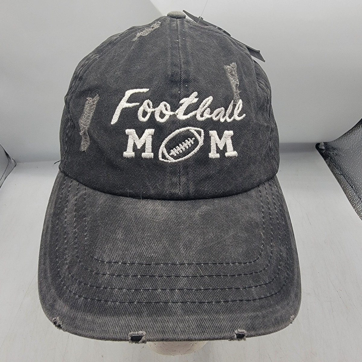 Football Mom Distressed Hat Cap David & Young Black Cotton Adjustable Casual Other Football Mom Distressed Hat Cap David & Young Black  main image 4