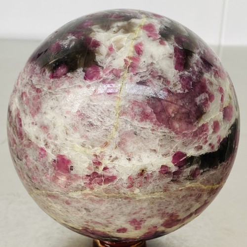 Pietra cristallo quarzo tormalina rossa naturale sfera guarigione 2920G - Foto 5 di 12