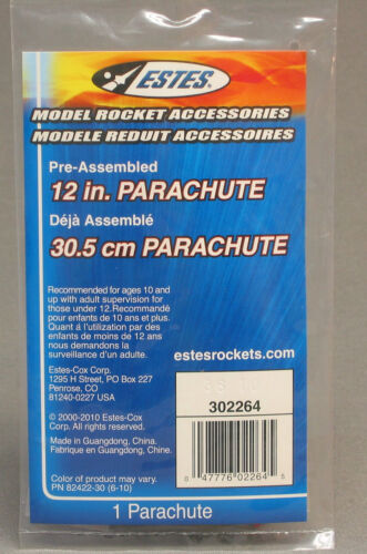 ESTES 12 INCH MODEL ROCKET RECOVERY PARACHUTE 302264 rocketry launch EST2264 NEW - Foto 1 di 1