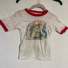 Vintage Dirt Fever Motocross Ringer T-Shirt Boys White Red Distressed Racing Tee