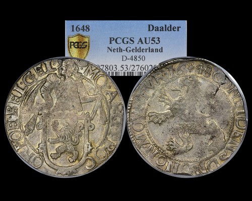 1648 Netherland Gelderland 1 Lion Daalder PCGS AU53 D-4850