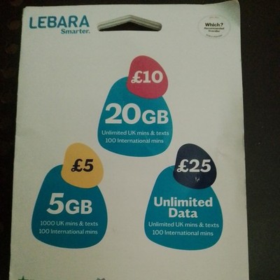 Lebara Sim Card pay as you go uk 3 in 1 Nano - Micro Standard unlimited