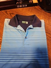 Ben Hogan Striped Golf Polo Shirt Top Men  s Medium Blue Striped Short Sleeve