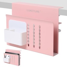 LUKETURE Desk Side Storage Laptop Holder No Drill Clamp On Organizer  Steel ...