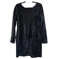 LOFT Dress Size 8 Black Sequin Cocktail Party Evening Holiday Wedding Formal NYE