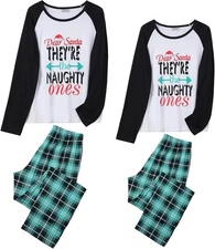 ENJOYNIGHT Matching Family Christmas Pajama Set Holiday Large, Green Plaid 