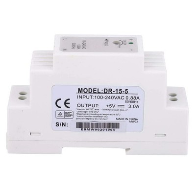 Jectse DIN Rail Power Supply, 5V Switching Power Supply,DR-15-5 DIN Rail Single