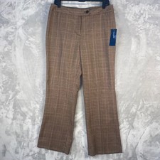 Jones New York Signature Petite Plaid Flare Leg Career Pants Women 12P Brown NWT