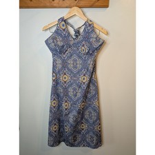 Tommy Hilfiger Y2K Blue Paisley Cold Shoulder Dress Stretch 2000s Size 8