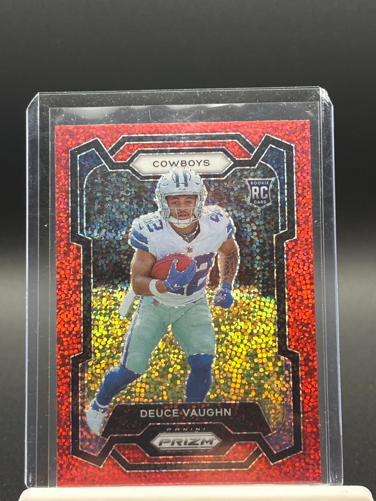 2023 Prizm Deuce Vaughn RC Red Sparkle Rookie #324 Cowboys