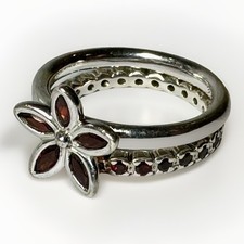 Set of Peridot and Sterling Silver Rings Eternity Band and Cocktail Ring SZ 6