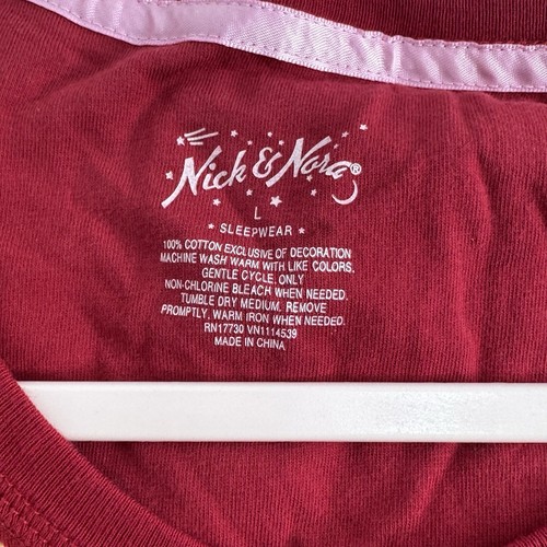 Nick & Nora Night Gown Sock Monkey Love Valentine Hearts Cotton L - Picture 3 of 8