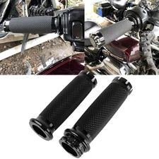 1" Black Handle Bar Hand Grips For Harley Electra Glide Road King Softail FL