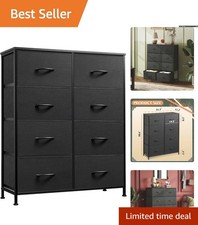 Versatile Storage Tower with 8 Drawers and Adjustable Feet in Charcoal Black