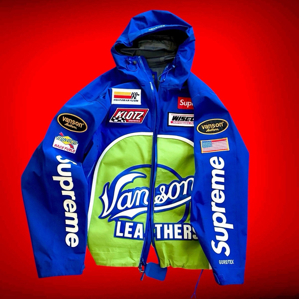 Supreme X Vanson Leathers GORE-TEX Shell Motorcycle Jacket Royal
