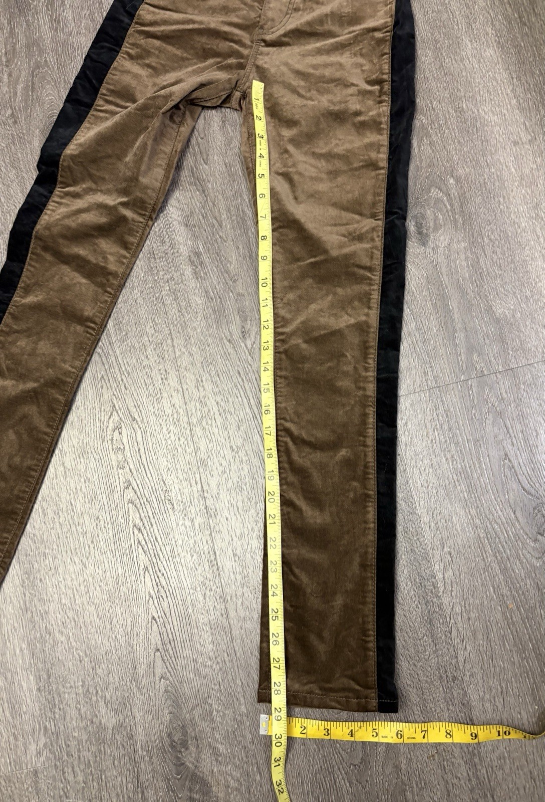 NWT AG Adriano Goldschmied The Mari Tuxedo Stripe Women 26R Pants Brown Velvet thumbnail 13