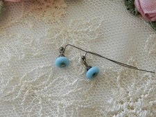 Vintage Flat Blue Disk Earrings ~Jumeau,BeBe,French,Bisque~Jewelry