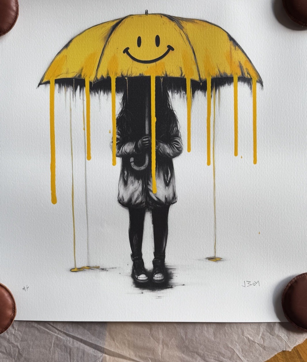 Jboy original hand finished a/p “smile” screenprint graffiti street urban art