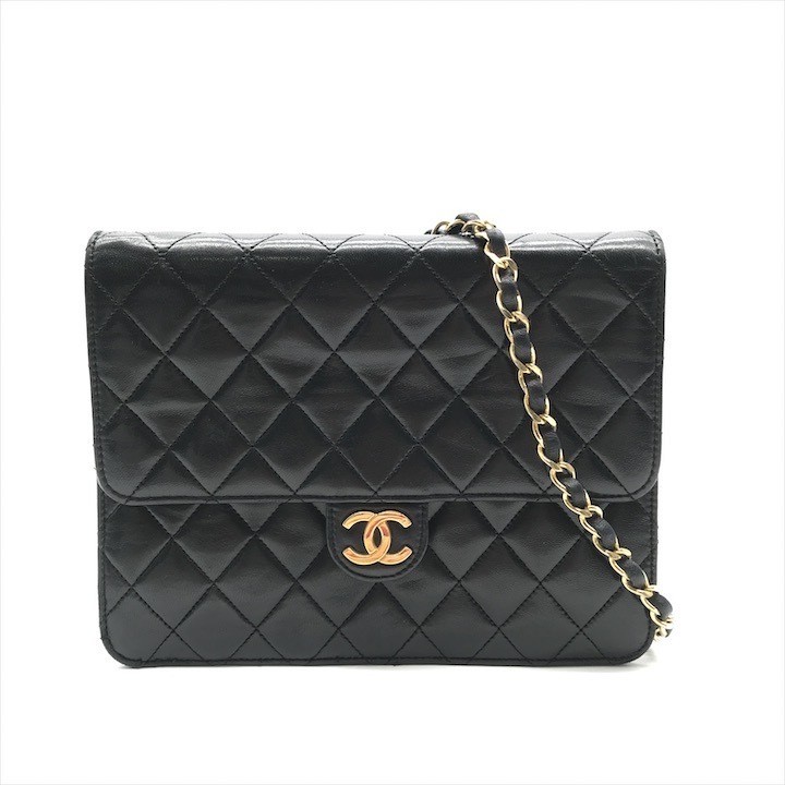 CHANEL Coco Mark Matelass Push Lock Lambskin Black Shoulder Bag for Women