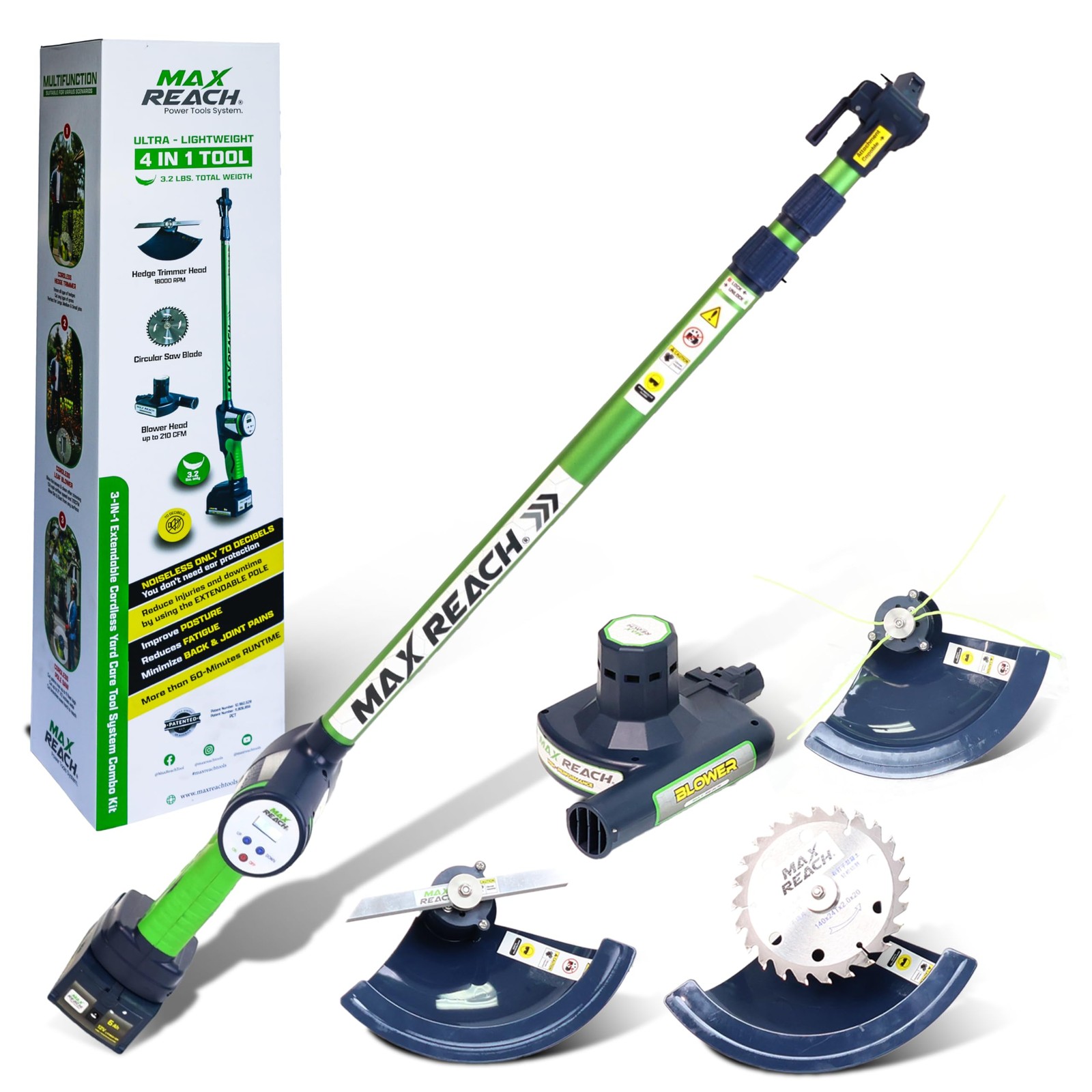 4-in-1 Cordless Yard Tool with Hedge Trimmer and Leaf Blower