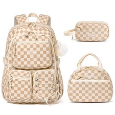 Backpack for Girls Boys - 3PCS Corduroy Backpack Set with Lunch  Pencil Pouc...