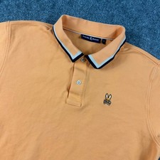 Psycho Bunny Polo Shirt Mens 8 Orange Pima Cotton Tipped Short Sleeve Logo Pique