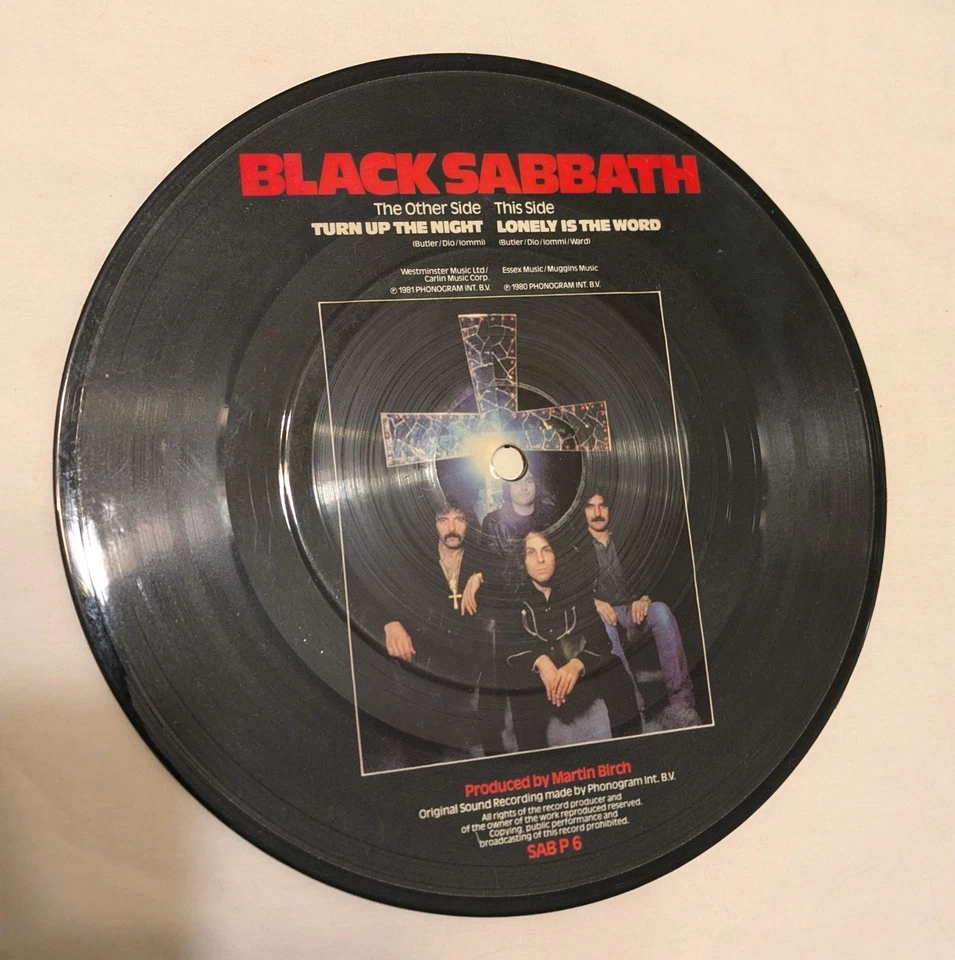 BLACK SABBATH ~TURN UP THE NIGHT/LONELY IS THE WORD ~1982 UK PICTURE DISC 7" - Image 2 of 2