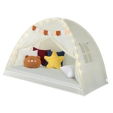 Twin Bed Tent for Kids - Twin Bed Canopy for Girls, Portable Privacy Tent Beige