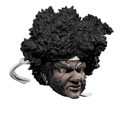 1/10 Scale Head [Unpainted]: Afro Samurai Warrior (Neutral)
