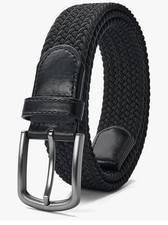 Boys  Girls Belt,Elastic Belt Stretch,Braided Woven Casual Belt -Black