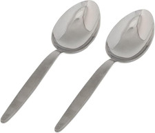 2-Pack Chef Kunz 9" Stainless Steel Serving Spoons 18/10 Basting Quenelle