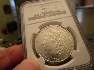 ALMOST PERFECT 1881 S MORGAN DOL NGC MS 67 AN ALL WHITE SUPERB GEM