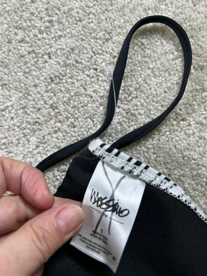 Mossimo Women's Swimwear Black White Stripe Bikini Top Small Nylon - Image 3 of 4