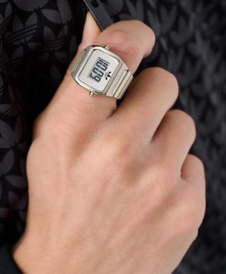 AOST26037 Adidas Street Digital Two Ring Watch Silver Unisex NEW
