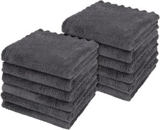 12-Pack Ultra Soft Microfiber Washcloths 12"x12" - Absorbent, Quick Drying