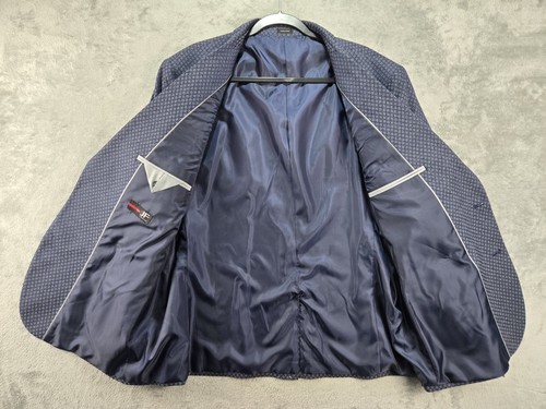 J. Ferrar Slim Fit Mens XL 46/48 R Sport Coat Jacket Blazer Stretch Blue Diamond - Picture 9 of 20