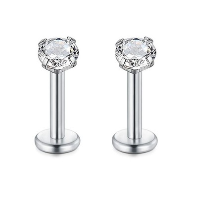 Silber Lippenpiercing Stud 16G 1.2mm Chirurgenstahl Helix Ohrringe 6mm Länge ...