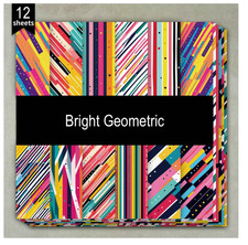 Bright Geometric - Craft Paper - 12 Sheets - 6"x6" -160gsm - Scrapbooking