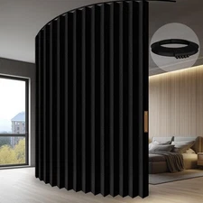 Accordion-Style Room Divider with Ceiling Track Foldable Partition Curtain Easy