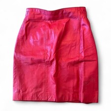 Vintage Chia Red leather mini pencil skirt womens size 4 with zipper 80s 90s