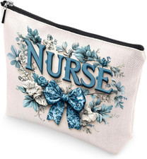 Nurse Gifts Makeup Bag - Aesthetic Porcelain Bow Cosmetic Bags for Nurses Gift W