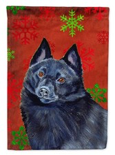 Caroline's Treasures Schipperke Red Green Snowflakes Christmas Garden Flag