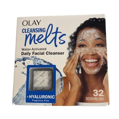 Olay Face Cleansing Melts with Hyaluronic Acid 32ct Fragrance Free No Sulfates