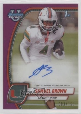 2024 Bowman U Chrome Prospect Fuchsia Refractor 3/150 Samuel Brown Auto yw3