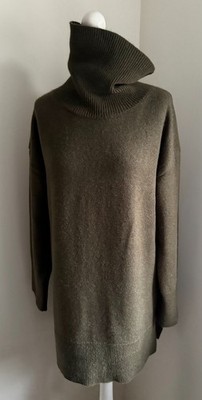 N°· Eleven 100% Kaschmir Khaki Grobstrick Rollkragen Tunika Pullover, Gr. M
