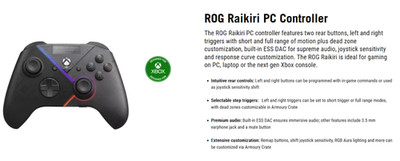 ASUS ROG Raikiri Officially Licensed Xbox Controller - Customizable - Remappable