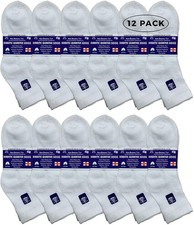 12 Units of Womens Diabetic Cotton Ankle Socks Soft Non-Binding Socks 9-11 White