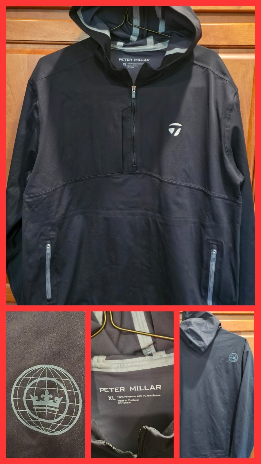 Windbreaker Rain Shell 1/4 Zip Hoodie Jacket Xl